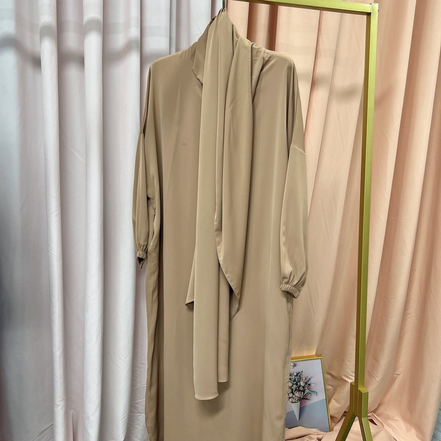 Solid Color Hooded Robe Dress for Muslim Women