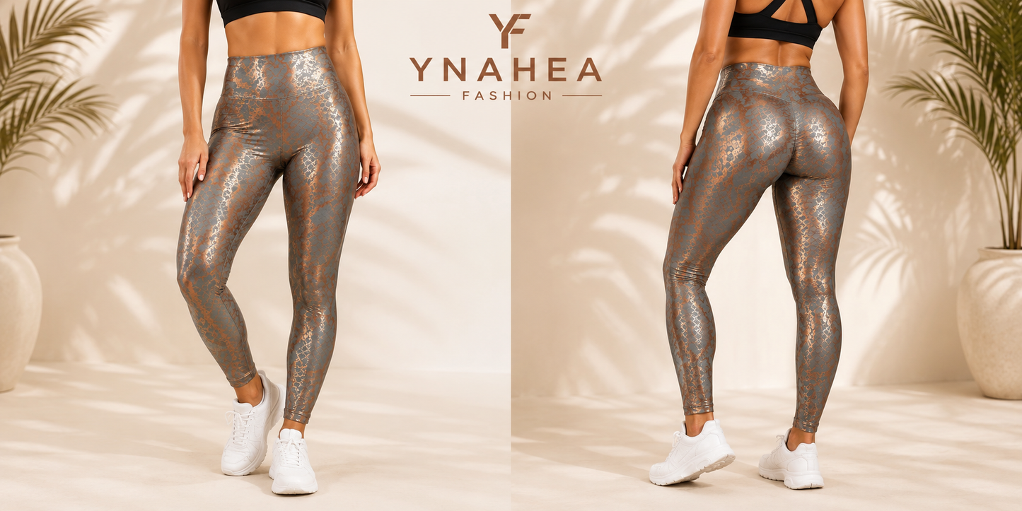 Skinny Stretch Foiled Yoga Pants for Active Wear