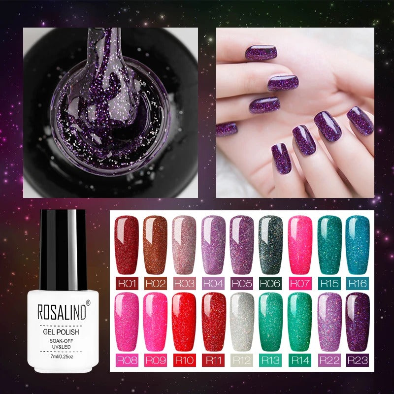 ROSALIND Nail Gel with Starry Rainbow Effects (29 Colors)