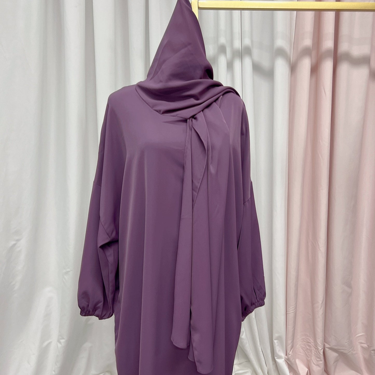 Solid Color Hooded Robe Dress for Muslim Women