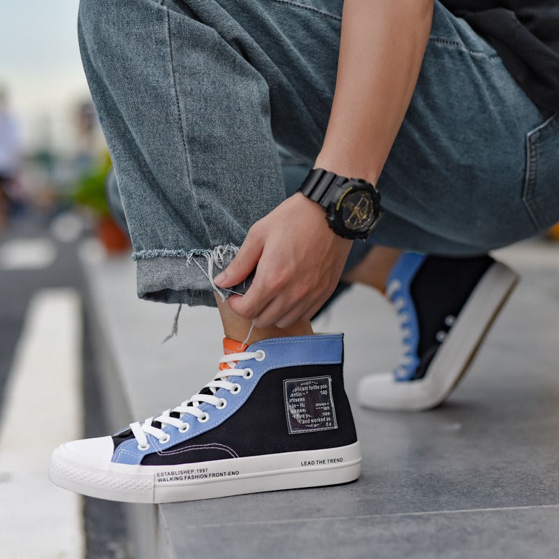 Men's High-Top Canvas Sneakers - Trendy Casual Shoes