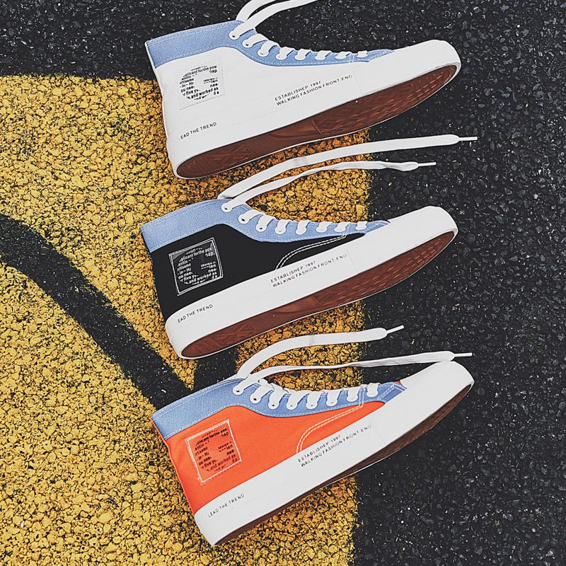 Men's High-Top Canvas Sneakers - Trendy Casual Shoes
