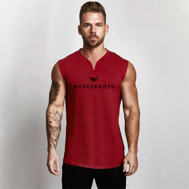 Men's V Neck Compression Sleeveless Workout Vest