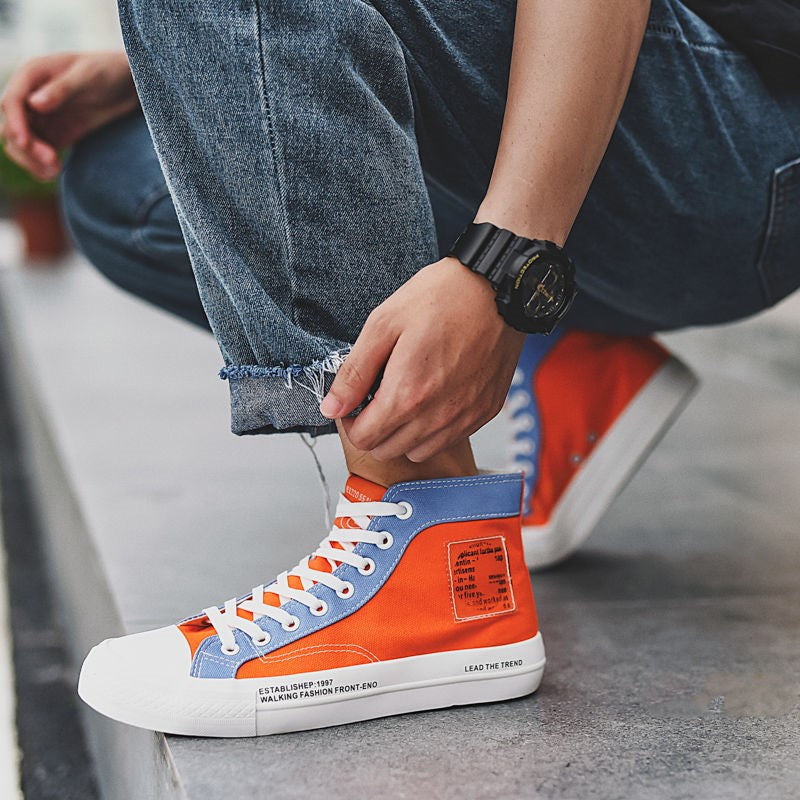 Men's High-Top Canvas Sneakers - Trendy Casual Shoes