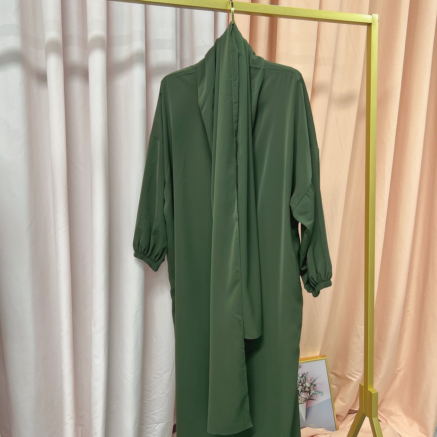 Solid Color Hooded Robe Dress for Muslim Women