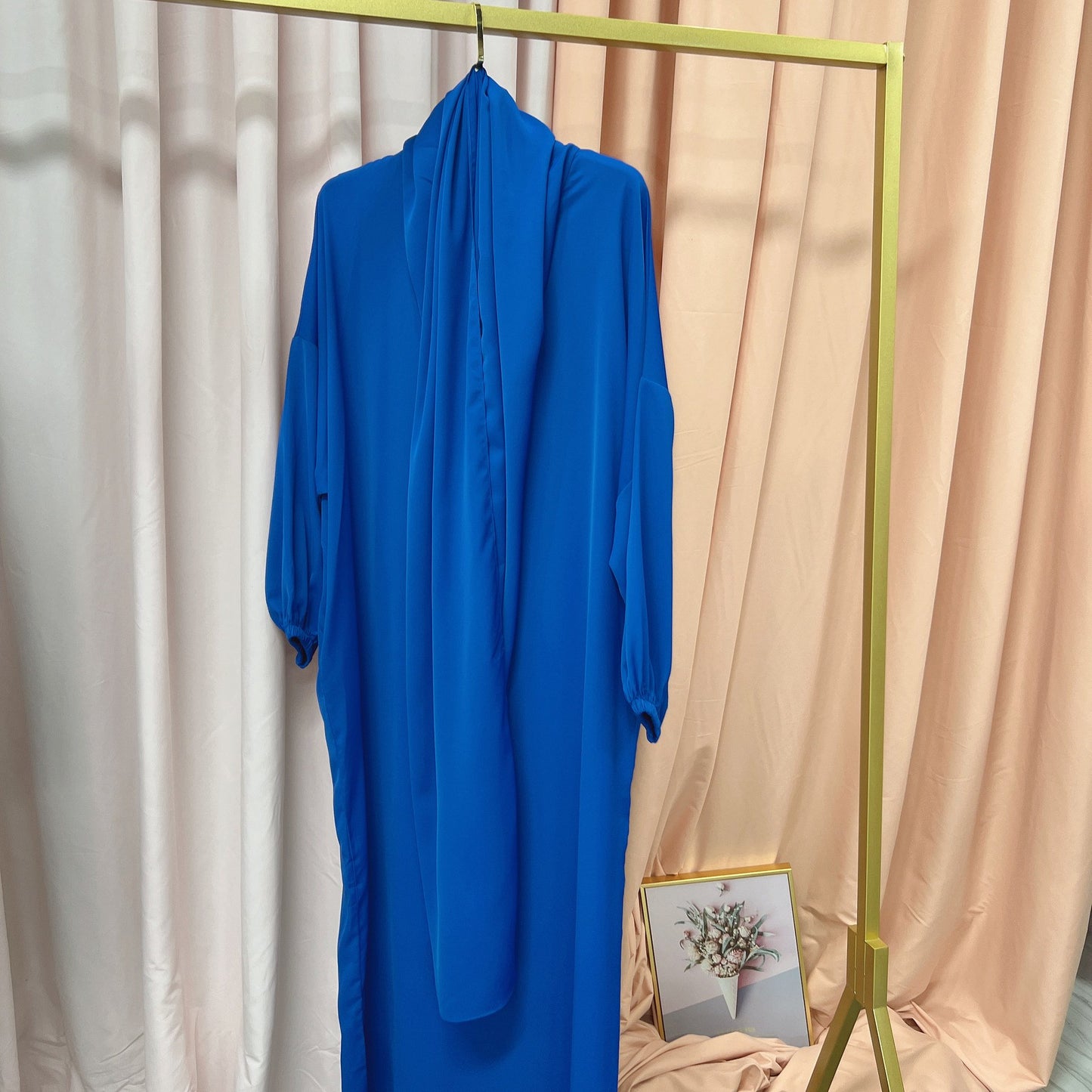 Solid Color Hooded Robe Dress for Muslim Women