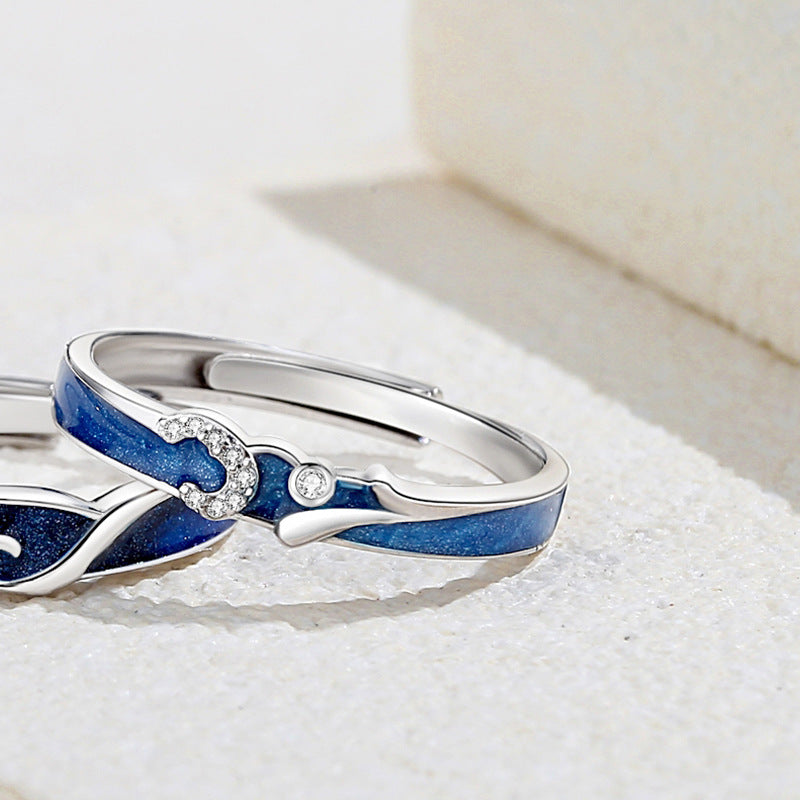 Sterling Silver Original Starry Sky Couple Ring