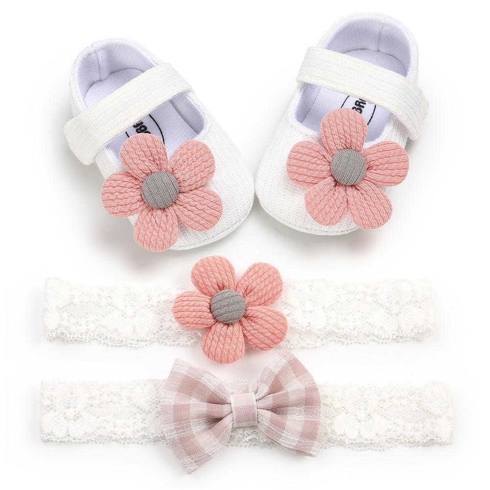 Soft-Soled Toddler Shoes and Headband Set for Babies