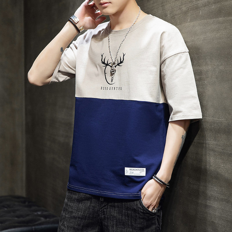 Men's Cotton Short Sleeve Crew Neck T-Shirt Summer Style