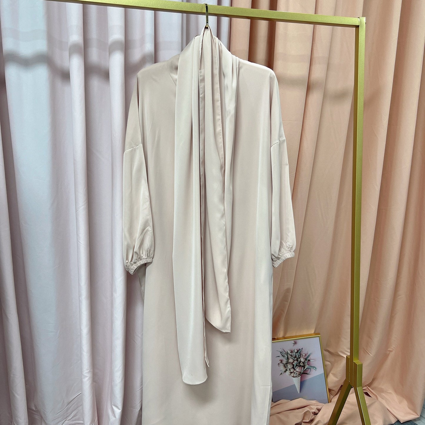 Solid Color Hooded Robe Dress for Muslim Women
