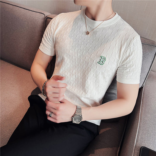 Summer Men's Casual Embroidered Crew Neck T-Shirt