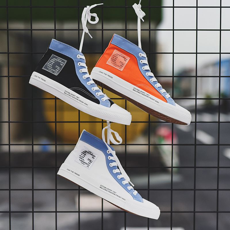 Men's High-Top Canvas Sneakers - Trendy Casual Shoes