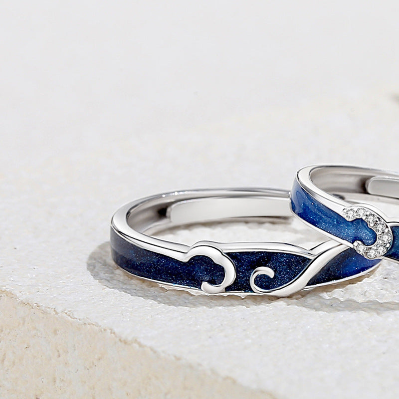 Sterling Silver Original Starry Sky Couple Ring