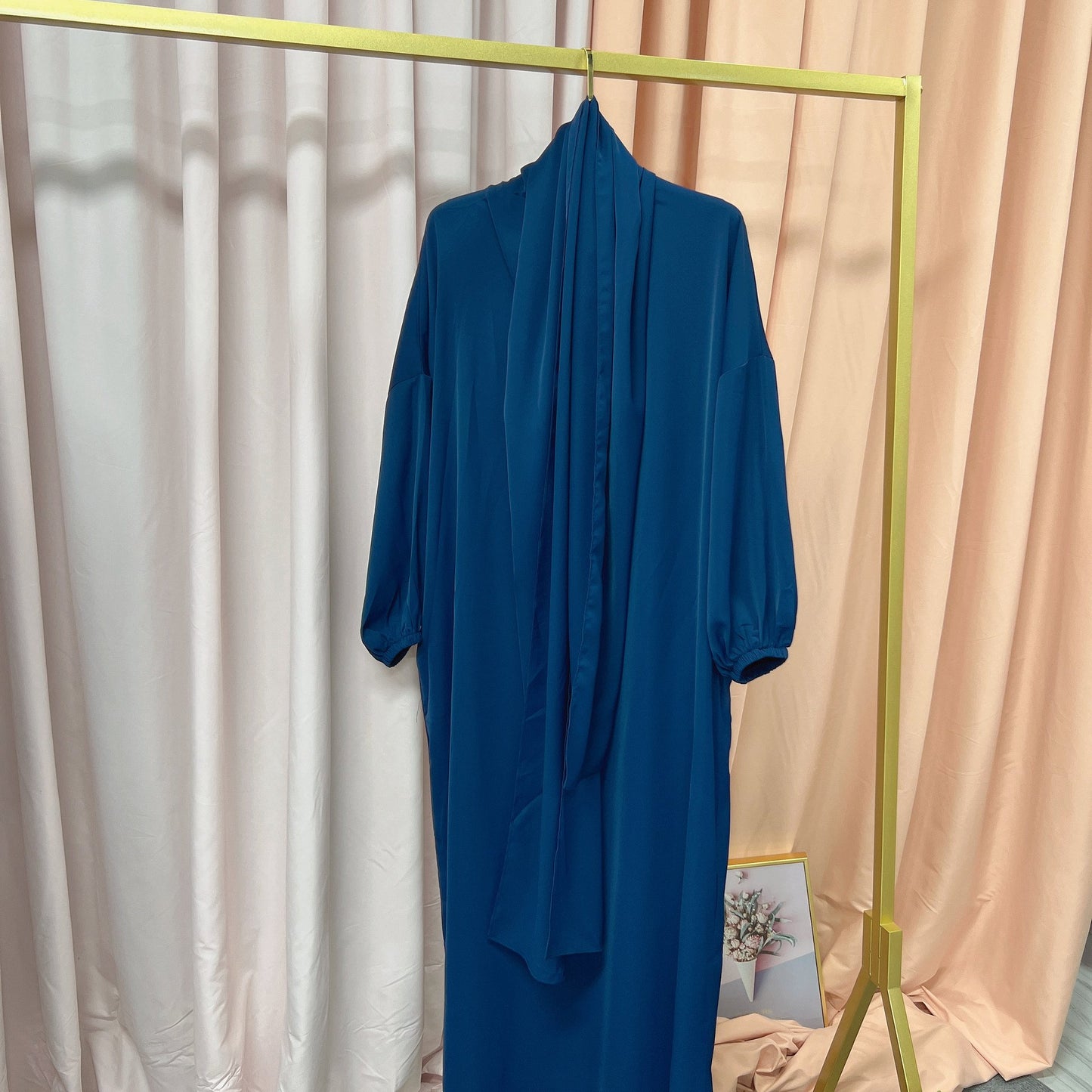 Solid Color Hooded Robe Dress for Muslim Women