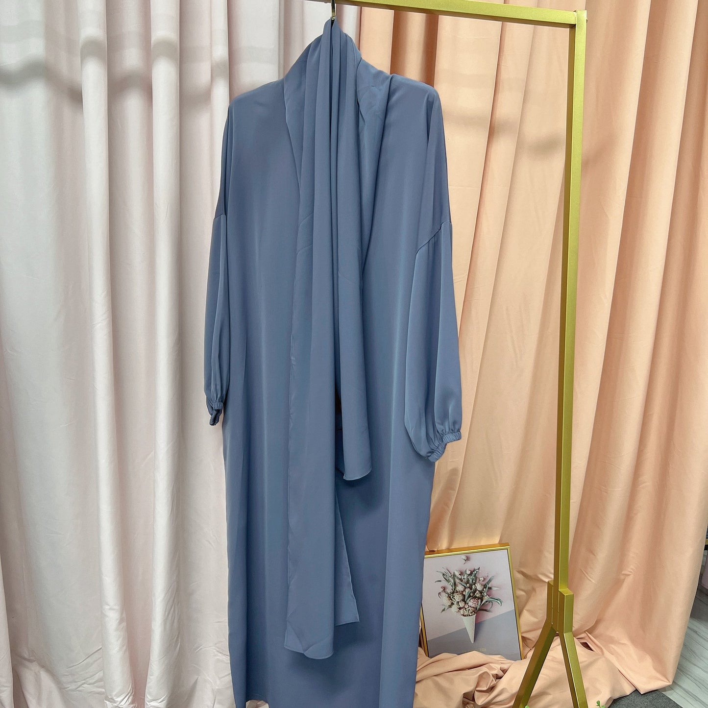 Solid Color Hooded Robe Dress for Muslim Women