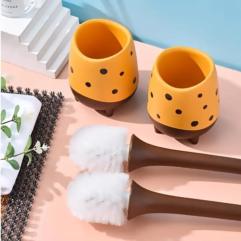 Toilet Brush with Base and Long Handle for Deep Cleaning