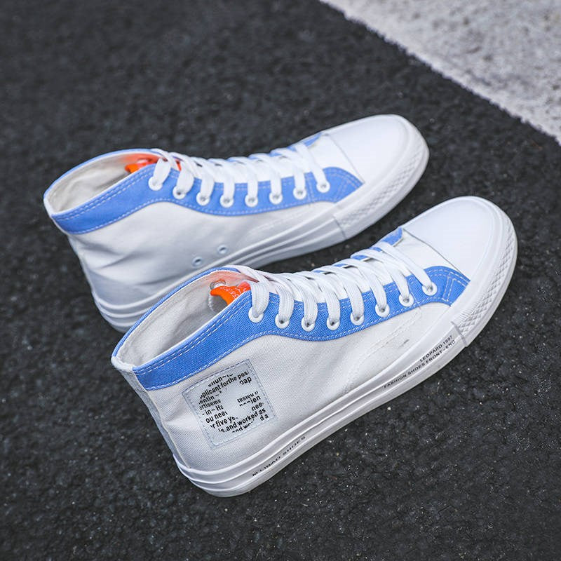 Men's High-Top Canvas Sneakers - Trendy Casual Shoes