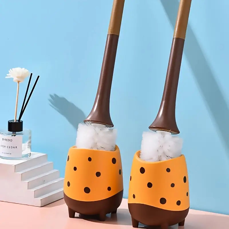 Toilet Brush with Base and Long Handle for Deep Cleaning
