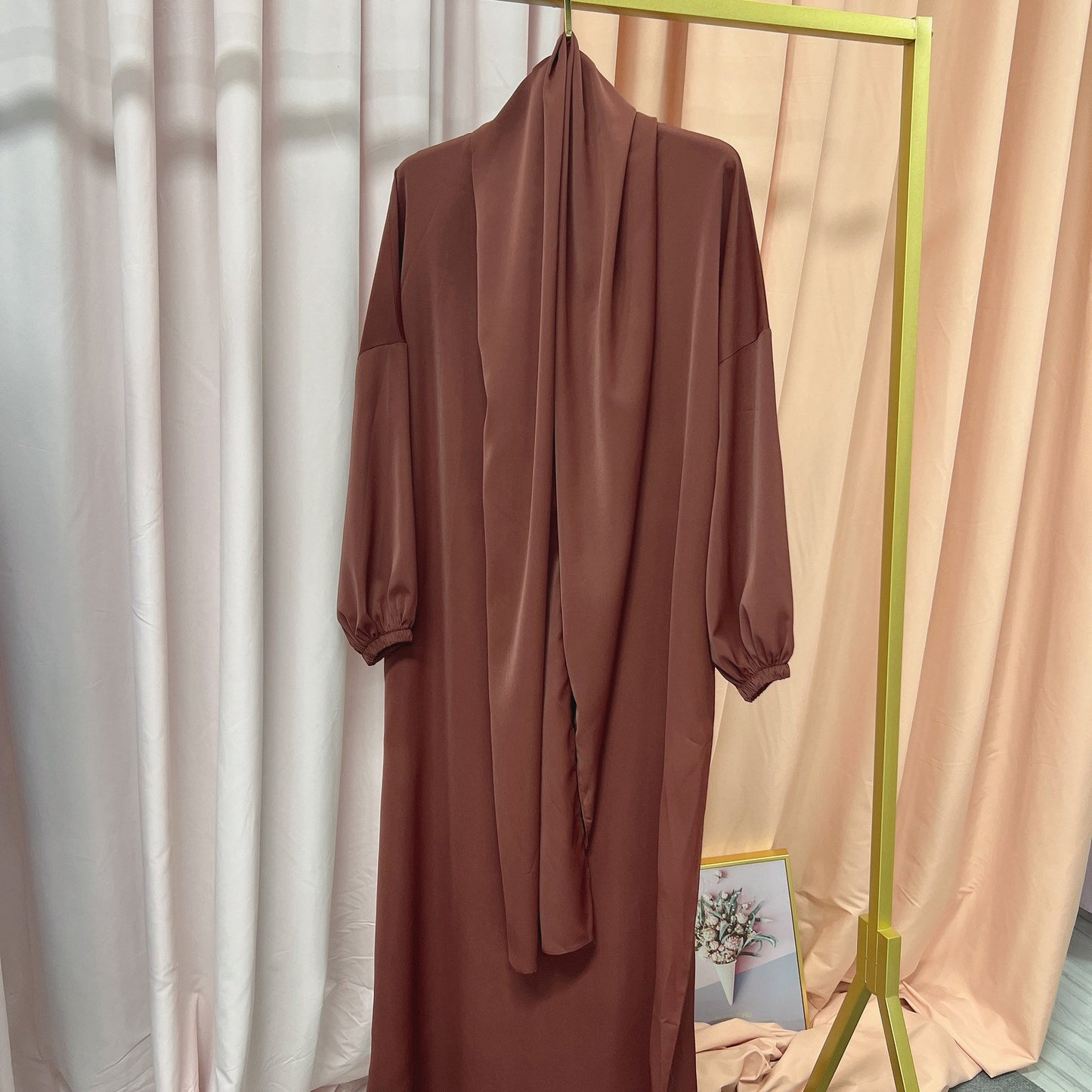 Solid Color Hooded Robe Dress for Muslim Women