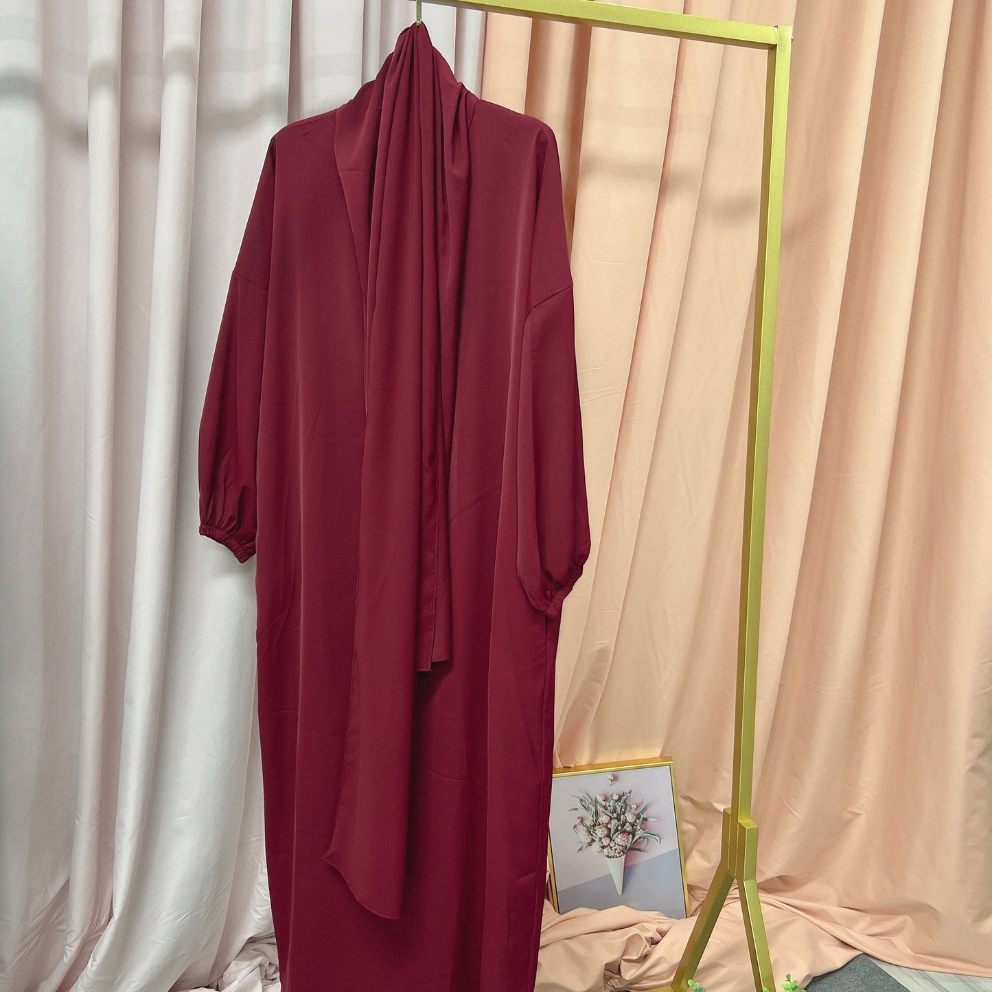 Solid Color Hooded Robe Dress for Muslim Women