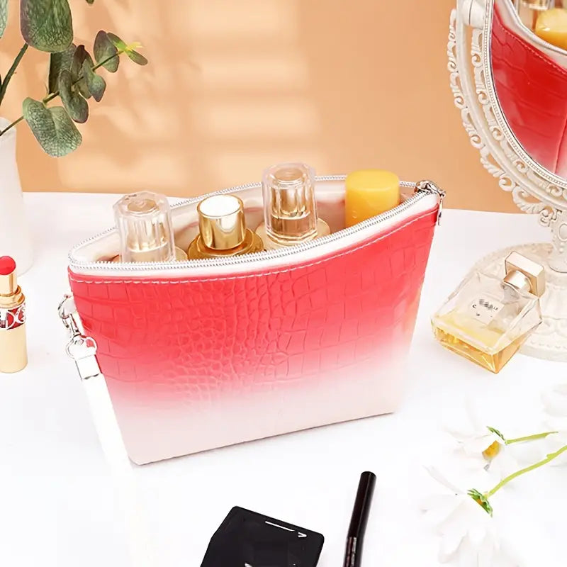 Crocodile Pattern PU Waterproof Makeup Bag with Zipper