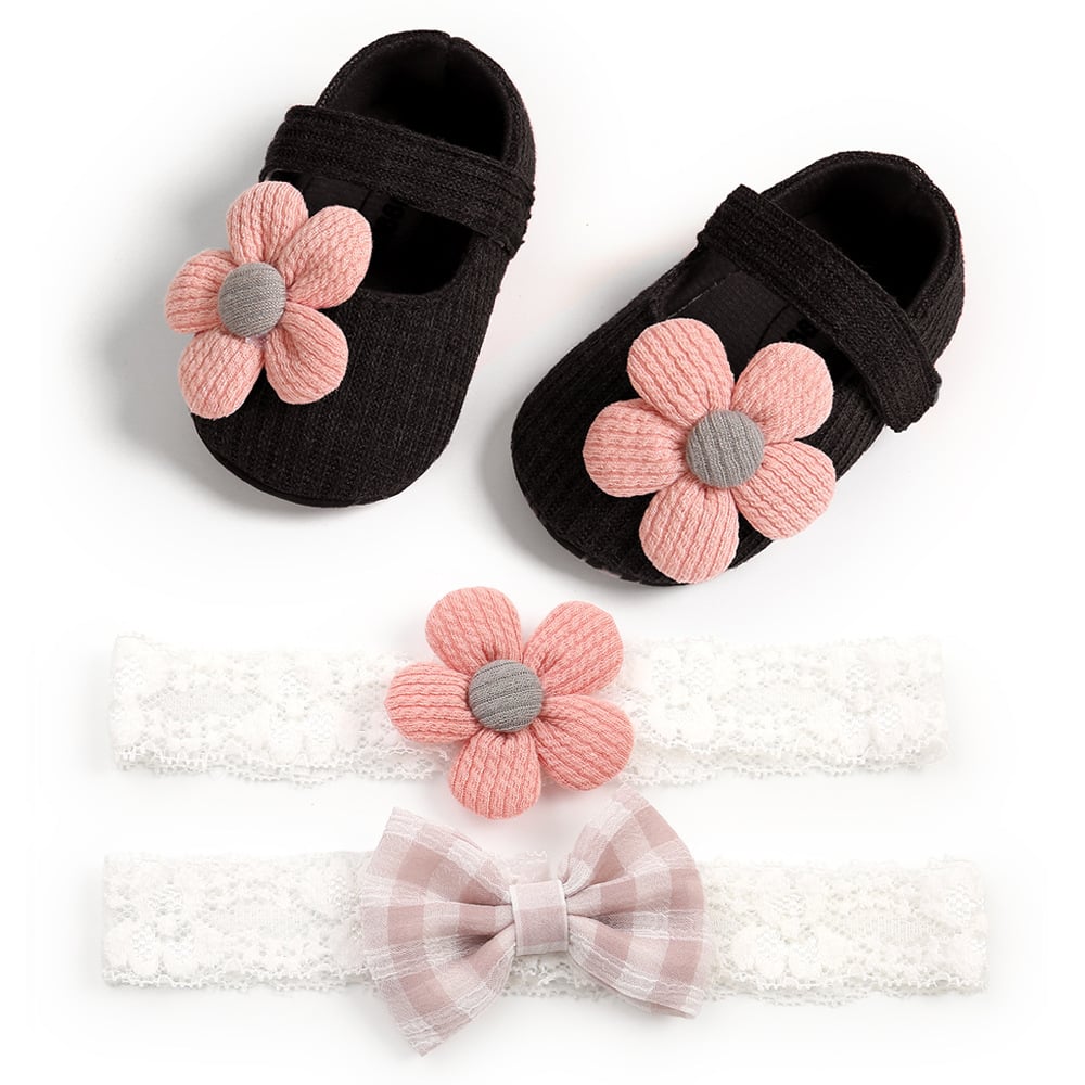 Soft-Soled Toddler Shoes and Headband Set for Babies