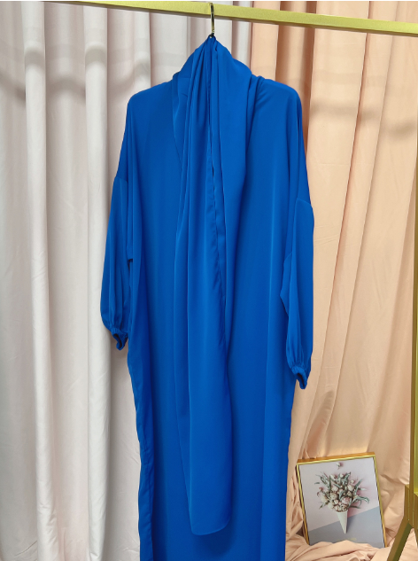 Solid Color Hooded Robe Dress for Muslim Women