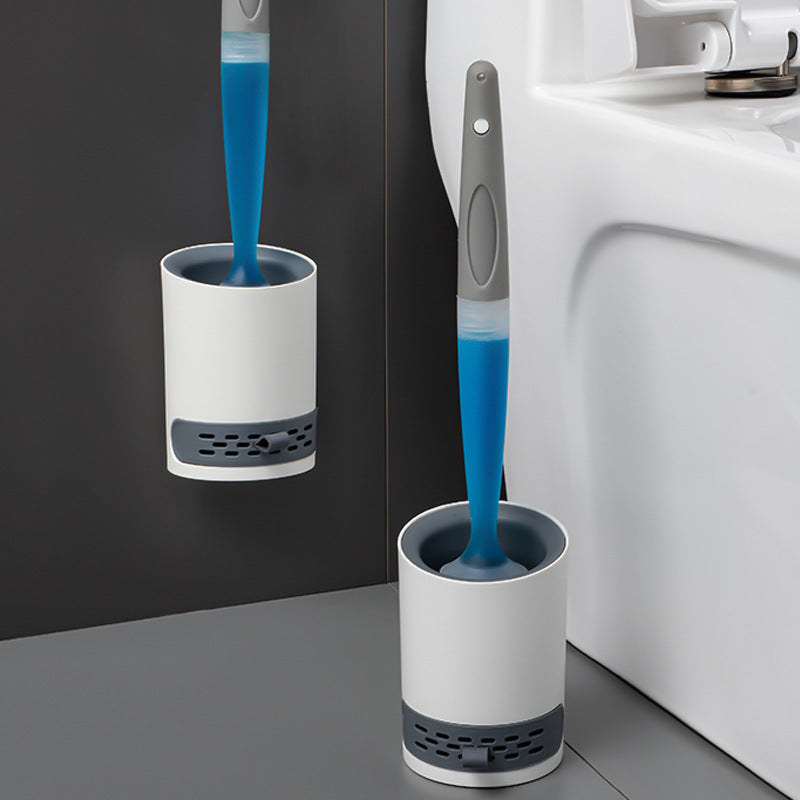 Long Handle Toilet Brush Set with Base and Soft Bristles