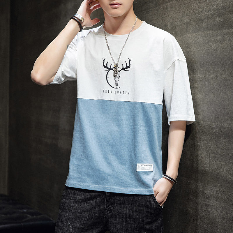 Men's Cotton Short Sleeve Crew Neck T-Shirt Summer Style
