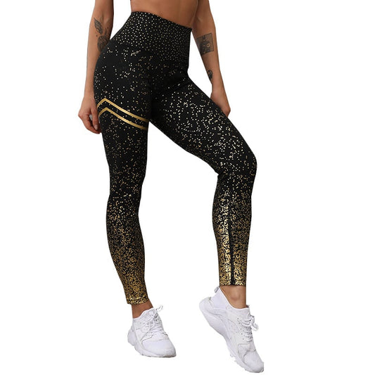 Sequined Printed Slim-fit Yoga Pants for Women