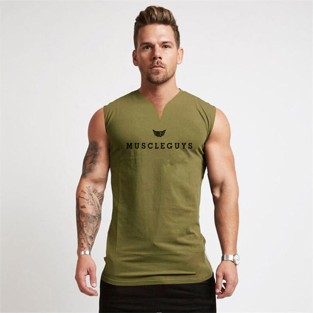 Men's V Neck Compression Sleeveless Workout Vest