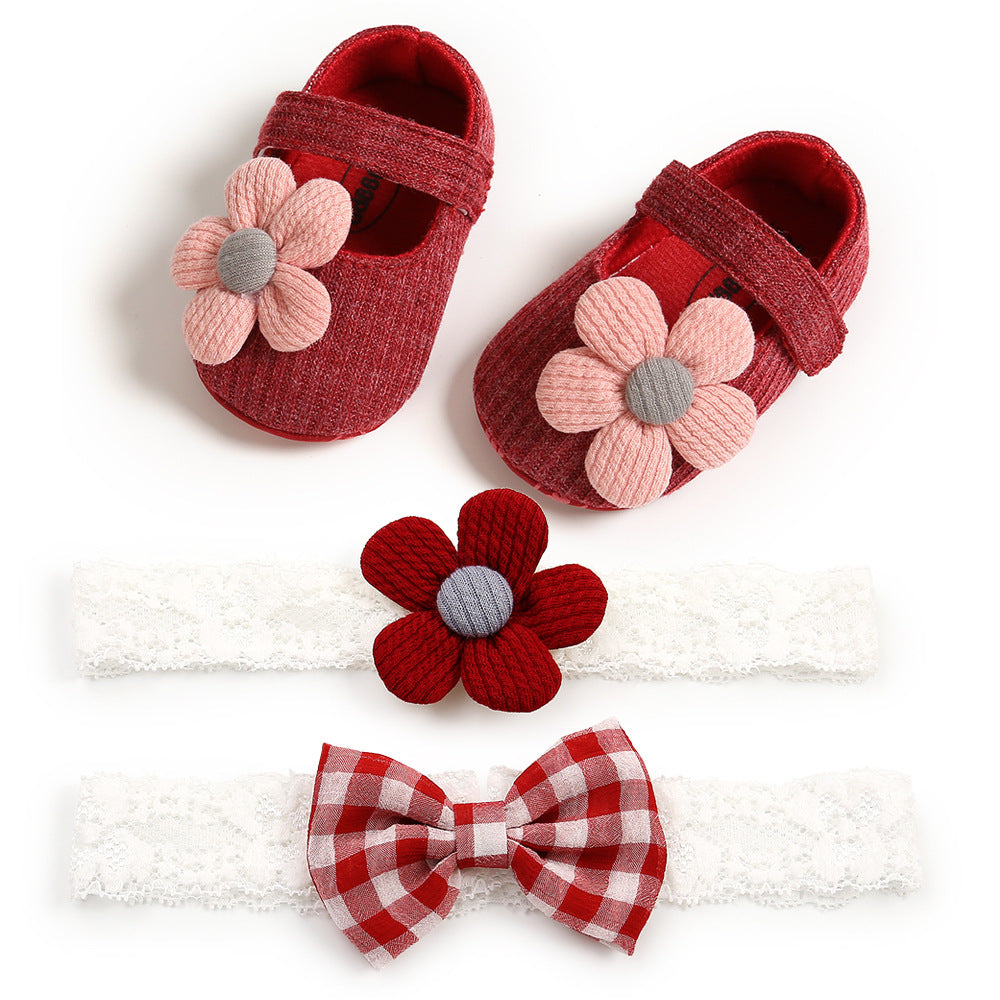 Soft-Soled Toddler Shoes and Headband Set for Babies