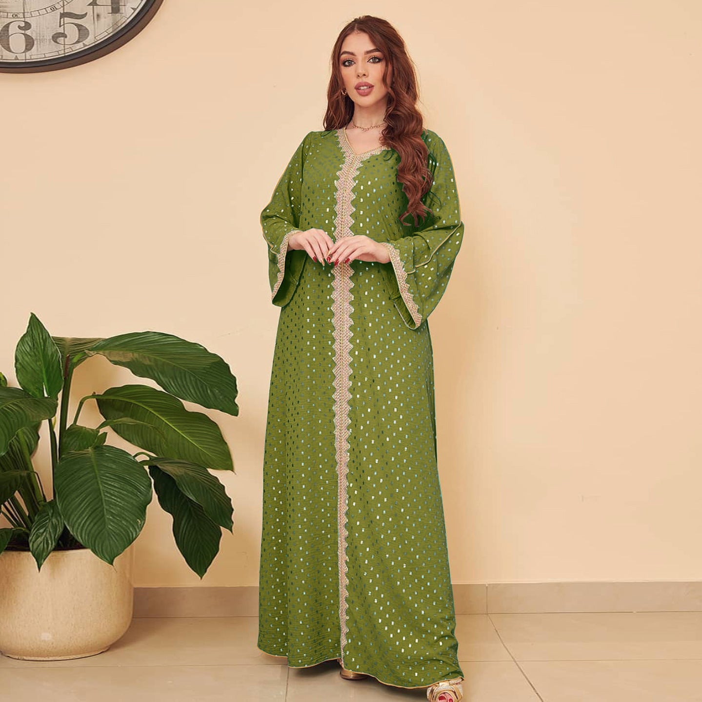 Summer Bronzing Dubai Gown for Muslim Women