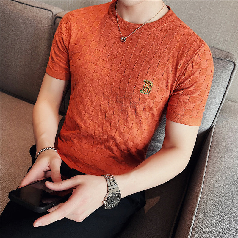 Summer Men's Casual Embroidered Crew Neck T-Shirt