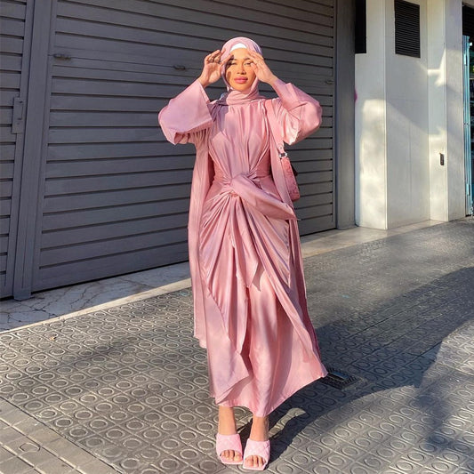 Women's Solid Color Two-Piece Muslim Outfit