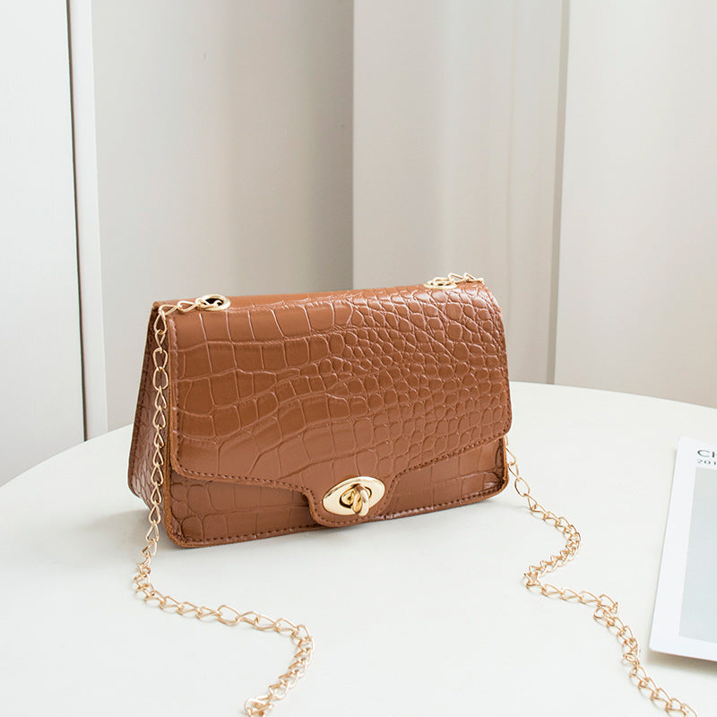 2022 Autumn Winter Crocodile Pattern Chain Shoulder Bag
