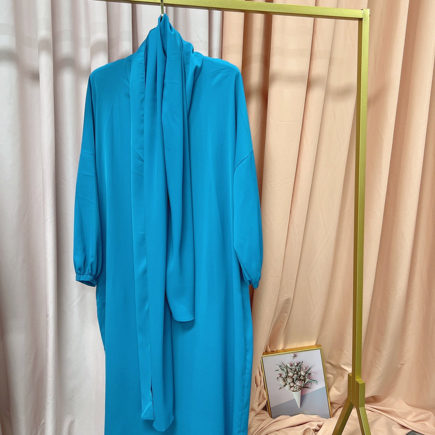 Solid Color Hooded Robe Dress for Muslim Women