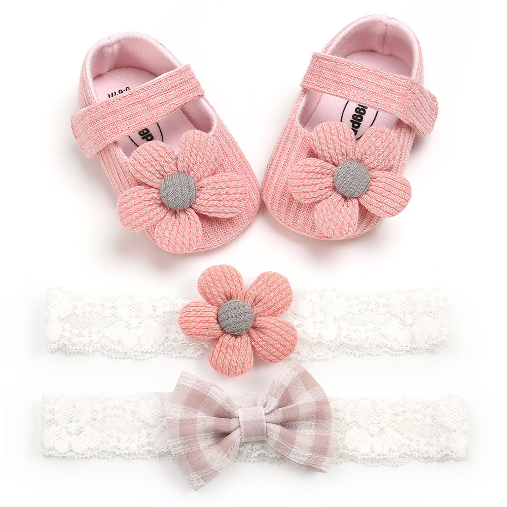 Soft-Soled Toddler Shoes and Headband Set for Babies