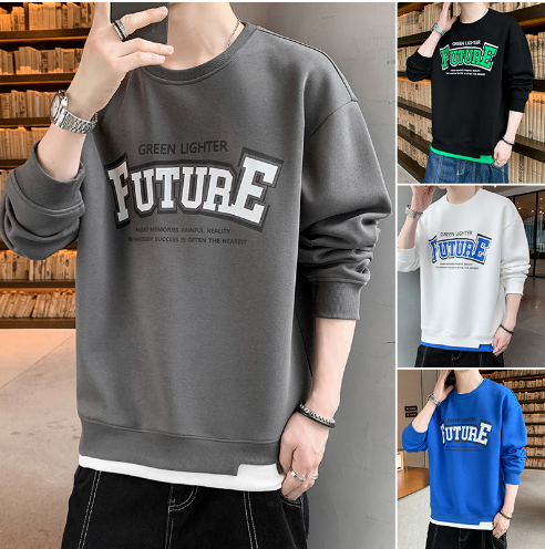 Men's Future Lighter Sweatshirt with Letter Print (One Piece)