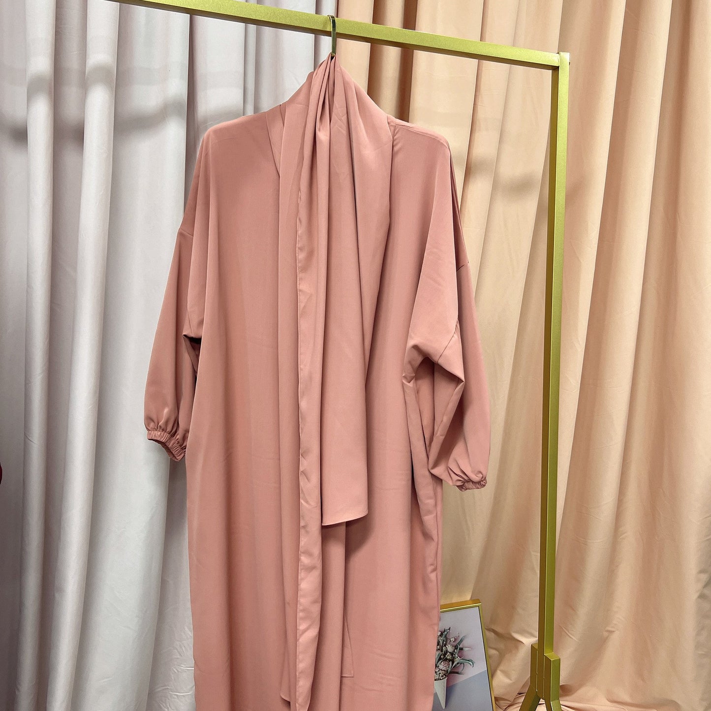 Solid Color Hooded Robe Dress for Muslim Women