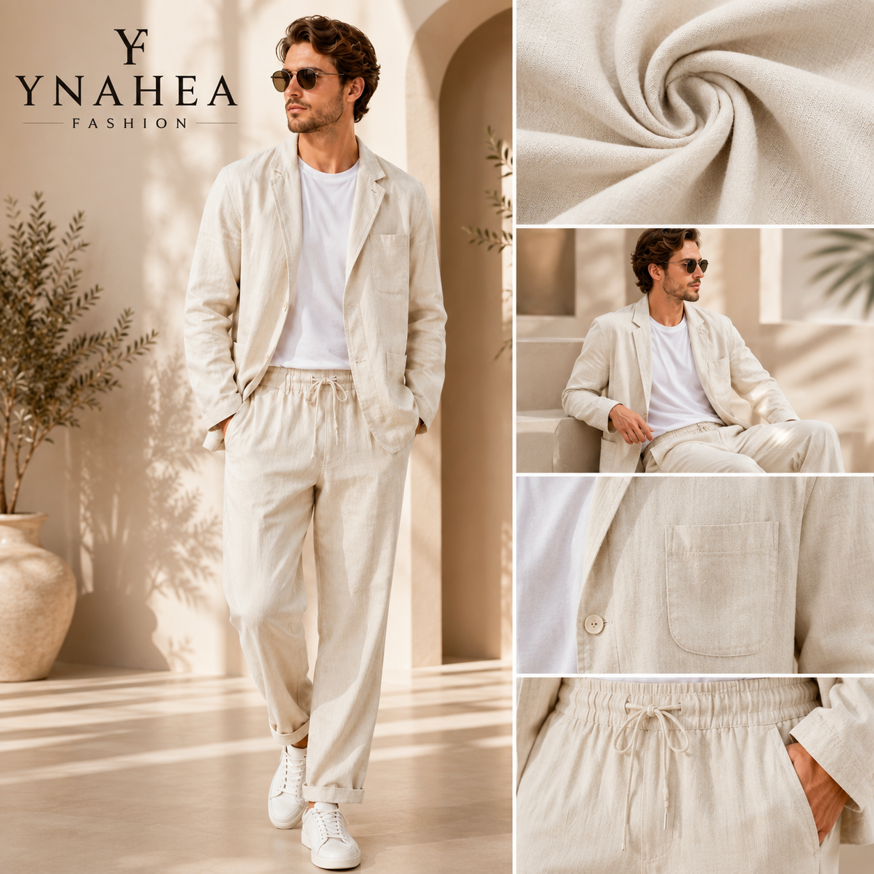 Men's Cotton-Linen Casual Suit Loose Fit Style