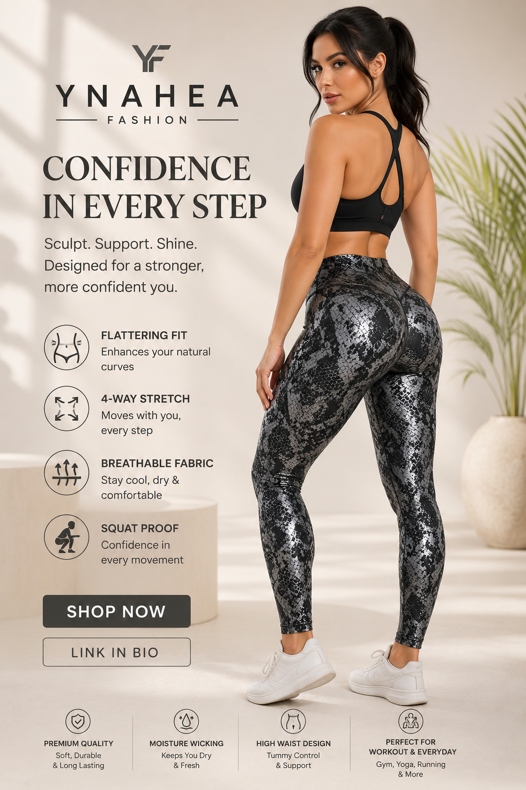Skinny Stretch Foiled Yoga Pants for Active Wear