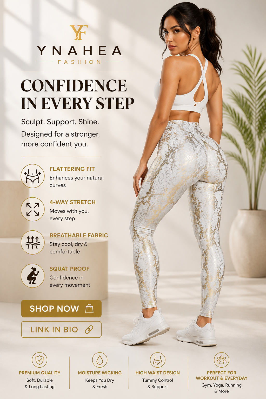 Skinny Stretch Foiled Yoga Pants for Active Wear